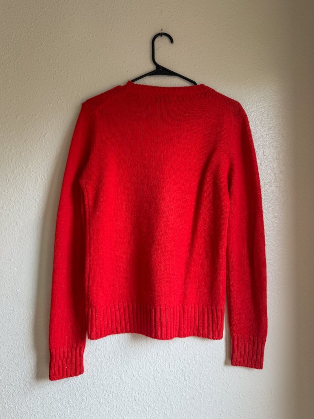 Vintage Bright Red Lambswool Sweater by Shetlander - Picture 2 of 5